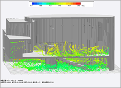 空調解析　吹出し口からのパーティクル